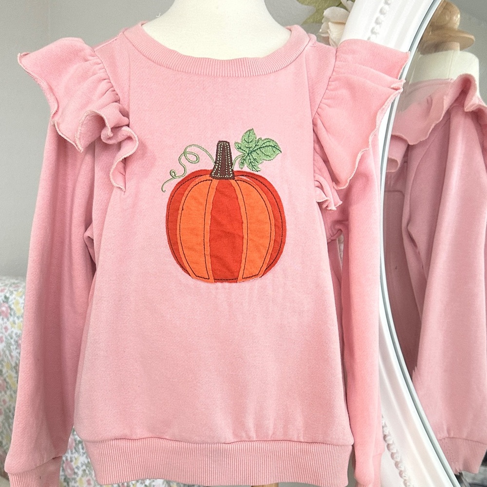 Girl Pink Pumpkin Sweatshirt